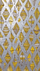 Fototapeta premium Gold Kite pattern hand drawn design on Silver background illustration