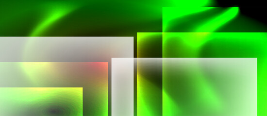 Obraz premium Glass squares with neon shiny light abstract background