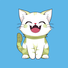 Cute Happy Cat In Clip Art Style, Tshirt