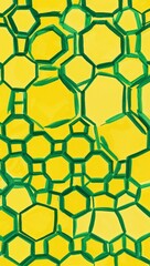Obraz premium Green Hexagon pattern hand drawn design on Yellow background illustration