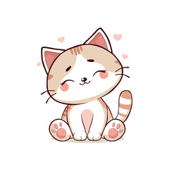 Cute Happy Cat In Clip Art Style, Tshirt