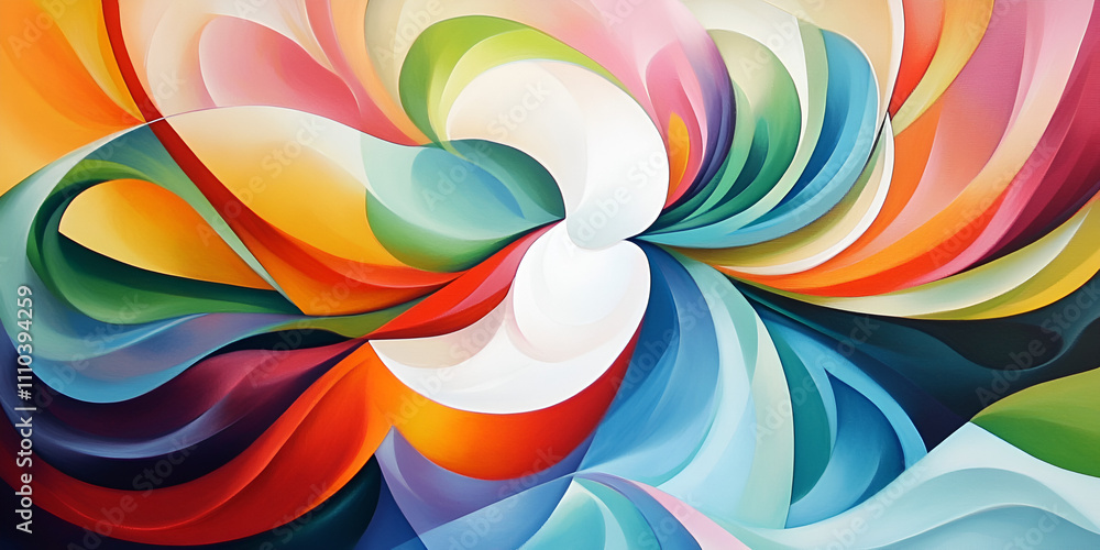 Poster vibrant abstract whirlwind: an explosion of color and dynamic curves create a mesmerizing abstract a