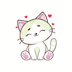 anime cartoon characters cute cats in spring pictures, happy cute, art, animals, kittens, pets, graphics, cats