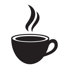 A black and white coffee cup icon