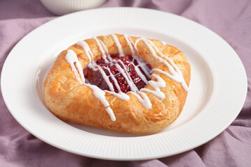 Danish pastry with raspberry jam