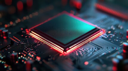 Obraz premium Revolutionary ai gpu chip unveiled in tech showcase best seller in cutting-edge technology futuristic environment close-up viewpoint