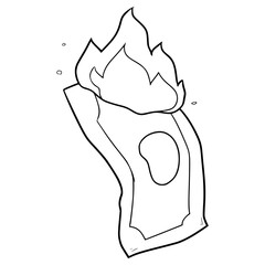 burning money illustration hand drawn outline vector