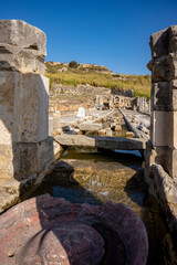 Rows of columns in Perge, Antalya, Turkey. Remains of colonnaded street in Pamphylian ancient...
