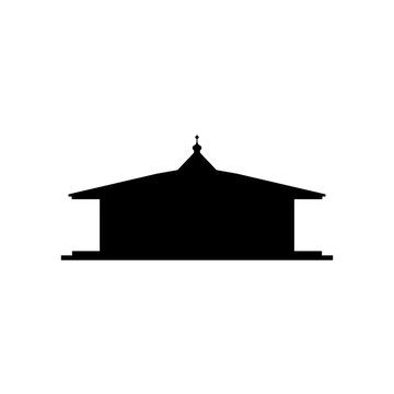 Old Classic Mosque silhouette from 90s era. Masjid An-Nur Songputri Indonesia. Childhood building nostalgia. Editable graphic resources for many purposes.