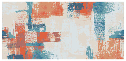 Modern abstract backdrop design. Rough textured brush strokes painting, colorful vector illustration