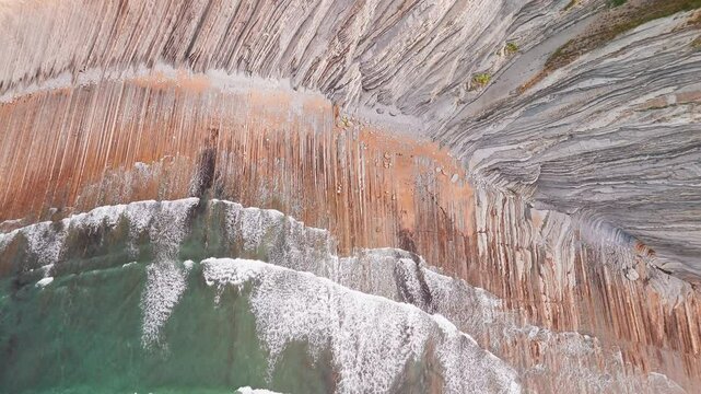 Aerial view of the beautiful Playa De Sakoneta beach, Basque country, Spain
