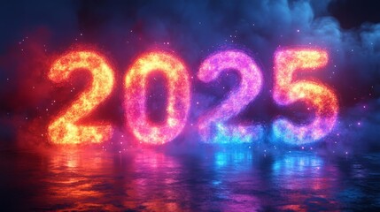 3D Abstract Shapes Highlighting "2025" New Year Theme. Generative AI