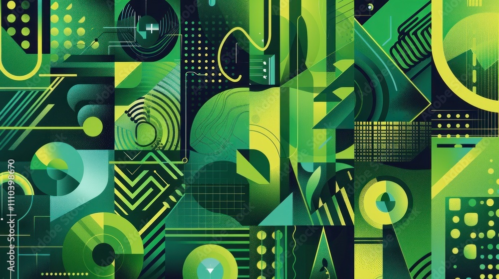 Poster abstract vector energy pattern using geometric shapes, gradients and futuristic motifs,
