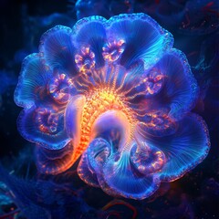 Bioluminescent Jellyfish Glowing in the Depths of the Ocean