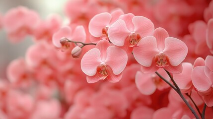 Fototapeta na wymiar Pink orchids in full bloom with soft petals and vibrant hues, perfect for floral wallpapers, nature posters, and botanical-themed designs