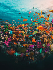 Naklejka premium coral reef and fish