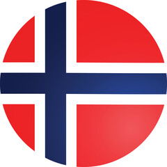 Fototapeta premium Norway Round Flag Logo Vector