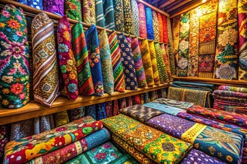 Stunning Panoramic Photography of Vibrant Batik Patterns Showcasing Intricate Designs and Colorful Textiles for Cultural and Artistic Inspiration