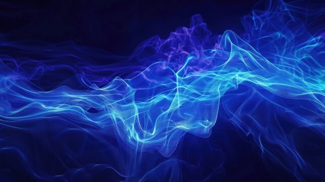 Artistic abstract dark blue background illuminated by ultraviolet neon lights, AI generated image