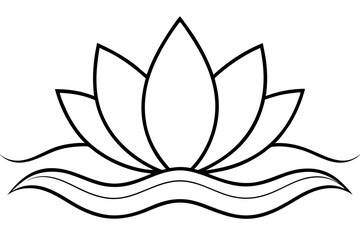 A simple Lotus Wave line art vector white background