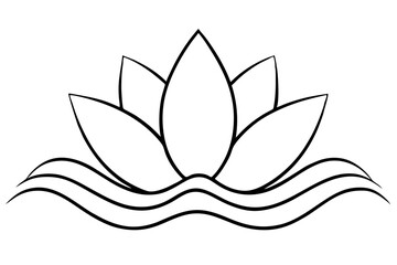 A simple Lotus Wave line art vector white background