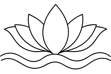 A simple Lotus Wave line art vector white background