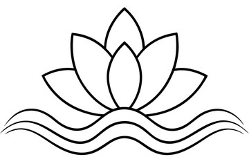 A simple Lotus Wave line art vector white background