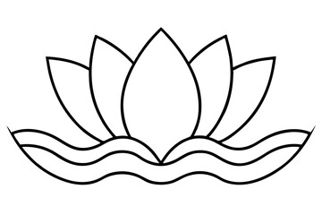 A simple Lotus Wave line art vector white background