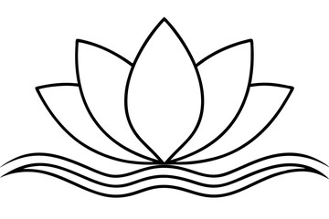 A simple Lotus Wave line art vector white background