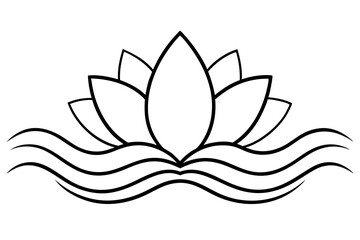A simple Lotus Wave line art vector white background