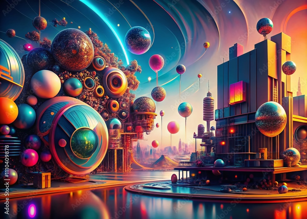 Poster surreal ai generative banner concept showcasing futuristic technology and digital design elements fo