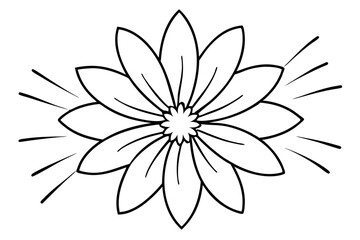 A simple Flower Burst line art vector white background