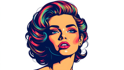 Pop art cartoon beautiful woman. Generative AI
