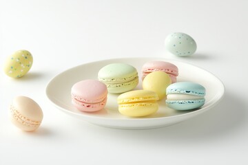 Obraz premium A plate of colorful macaron neatly arranged