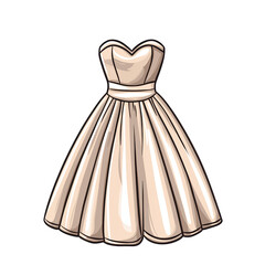 Elegant strapless dress with fitted bodice and flowing skirt, perfect for special occasions. isolated on transparent background