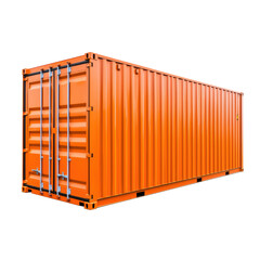 large orange shipping container with metallic doors, ideal for storage and transport. Its robust design ensures durability and security for various goods. isolated on transparent background