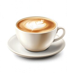 Hot Cappuccino with Milk Foam in a White Cup Isolated on Transparent Background, Showcasing the Rich Creamy Texture and Inviting Aroma of a Perfect Coffee Beverage
