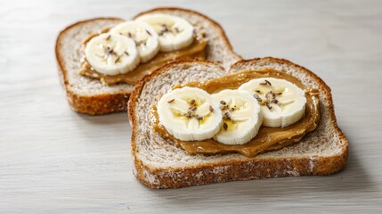 Sweet Banana, Peanut Butter Toast, A simple, delicious breakfast or snack