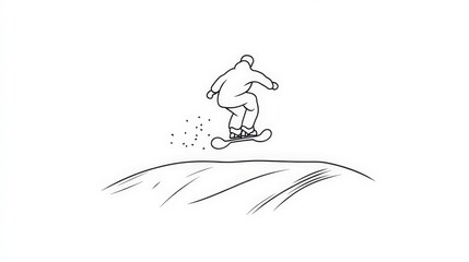 Fototapeta premium Snowboarder in Action Jumping Over a Snowy Hill with Style