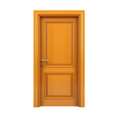 wooden door with smooth orange finish and elegant paneling. Ideal for home interiors. isolated on transparent background