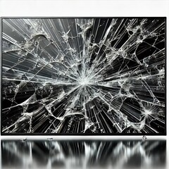 Shattered Screen Broken TV Cracked Glass Digital Damage