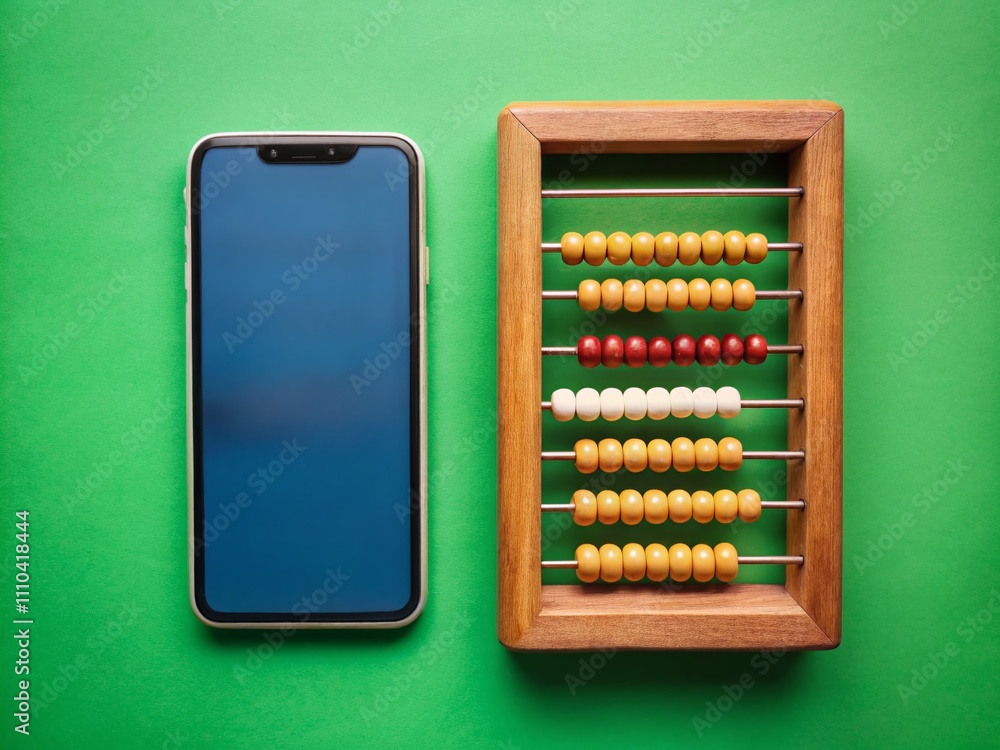 Aufkleber technological progress in calculation: evolution from wooden abacus to smartphone calculator on a gr