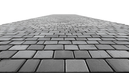 Flat Gray Brick Pavement with Visible Texture on a Transparent Background.