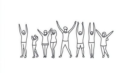 Group of Diverse People Celebrating Together with Raised Hands