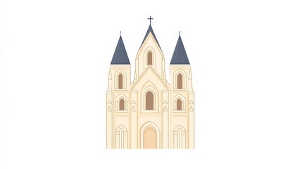 Fototapeta premium Detailed Illustration of an Abstract Church Building with Towers