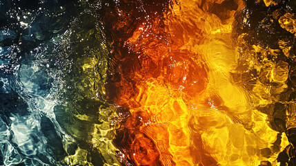 Artistic Representation of the Five Elements: Fire, Water, Earth, Air, and Ether in a Dynamic, Vibrant, and Colorful Abstract Composition