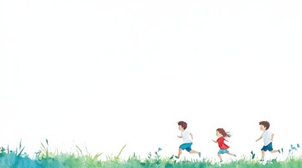 Children Playing in a Lush Green Field, Joyful Summer Day