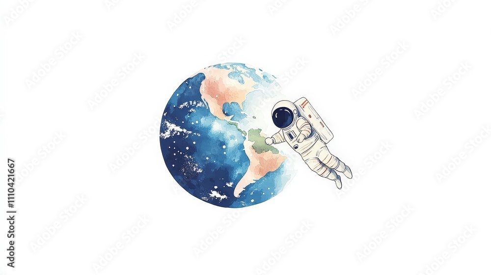 Aufkleber astronaut floating in space with earth in the background