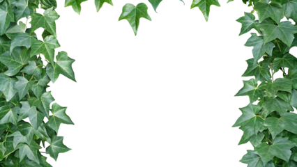English Ivy Background, green wall on white background.AI GENERATED