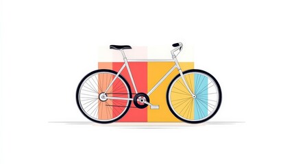 Naklejka premium Minimalist Bicycle Illustration with Colorful Geometric Shapes